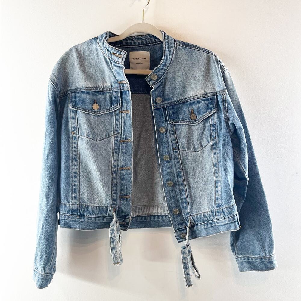 Habitual Collarless Boxy Jean Denim Jacket Blue Small